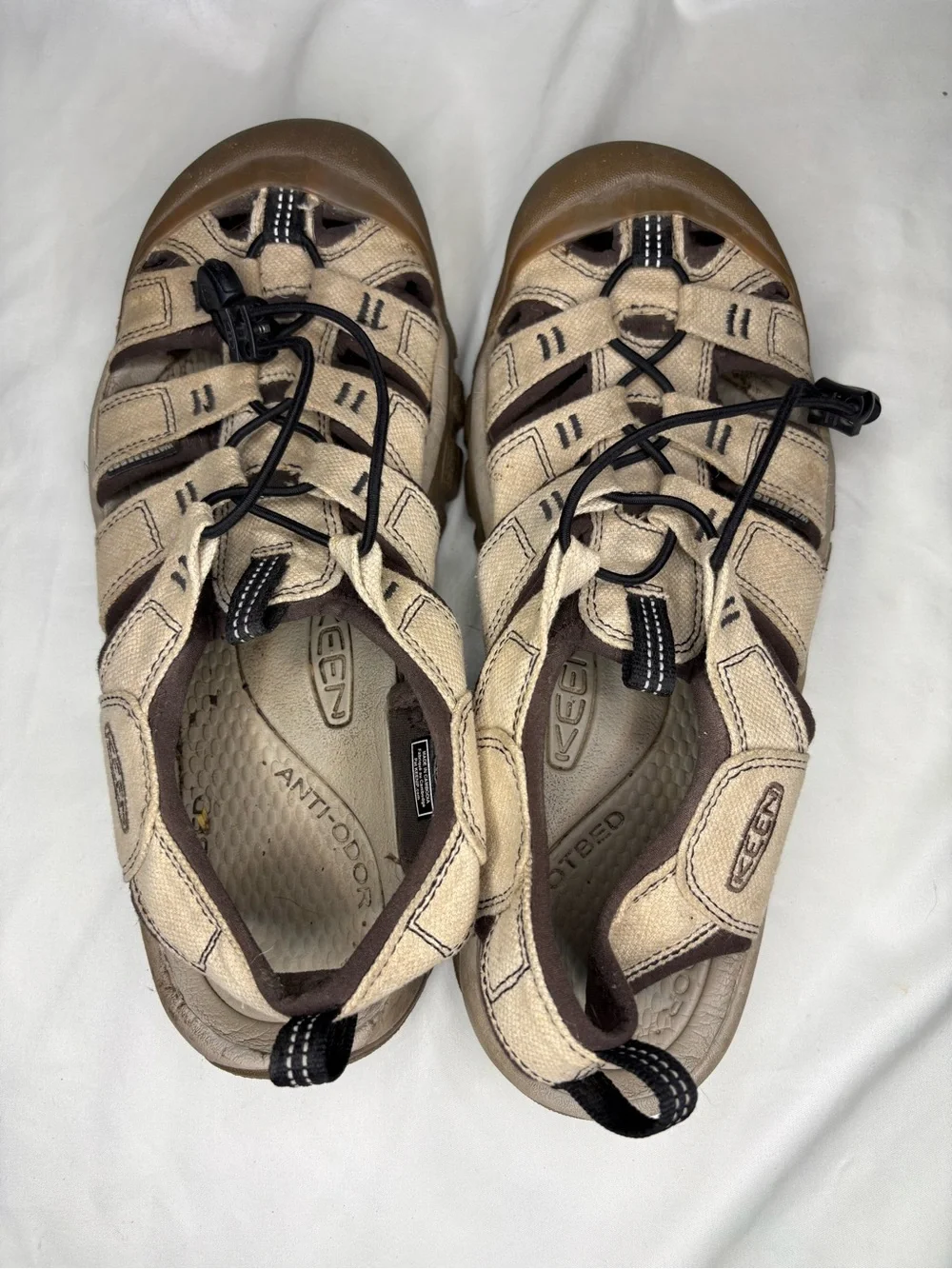 Men’s Keen Beige Closed-Toe Sport Sandals Waterproof Camping Hiking River Shoes
